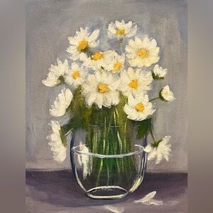 Original hand painted summer spring flower wall art